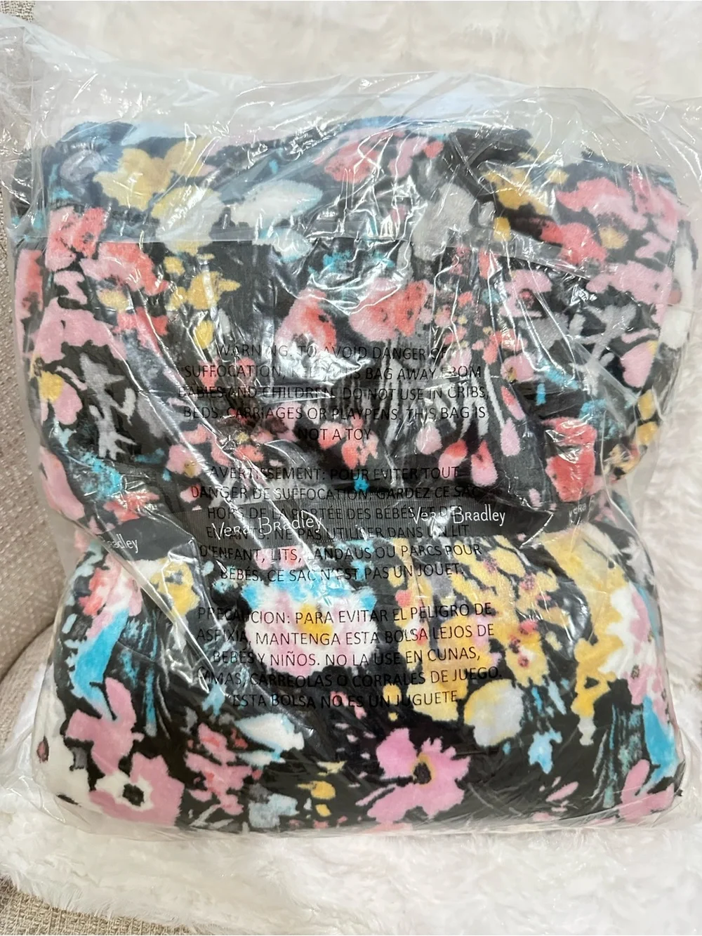 Vera Bradley Artist’s Garden Multi Floral Plush Throw Blanket 80” x 50”